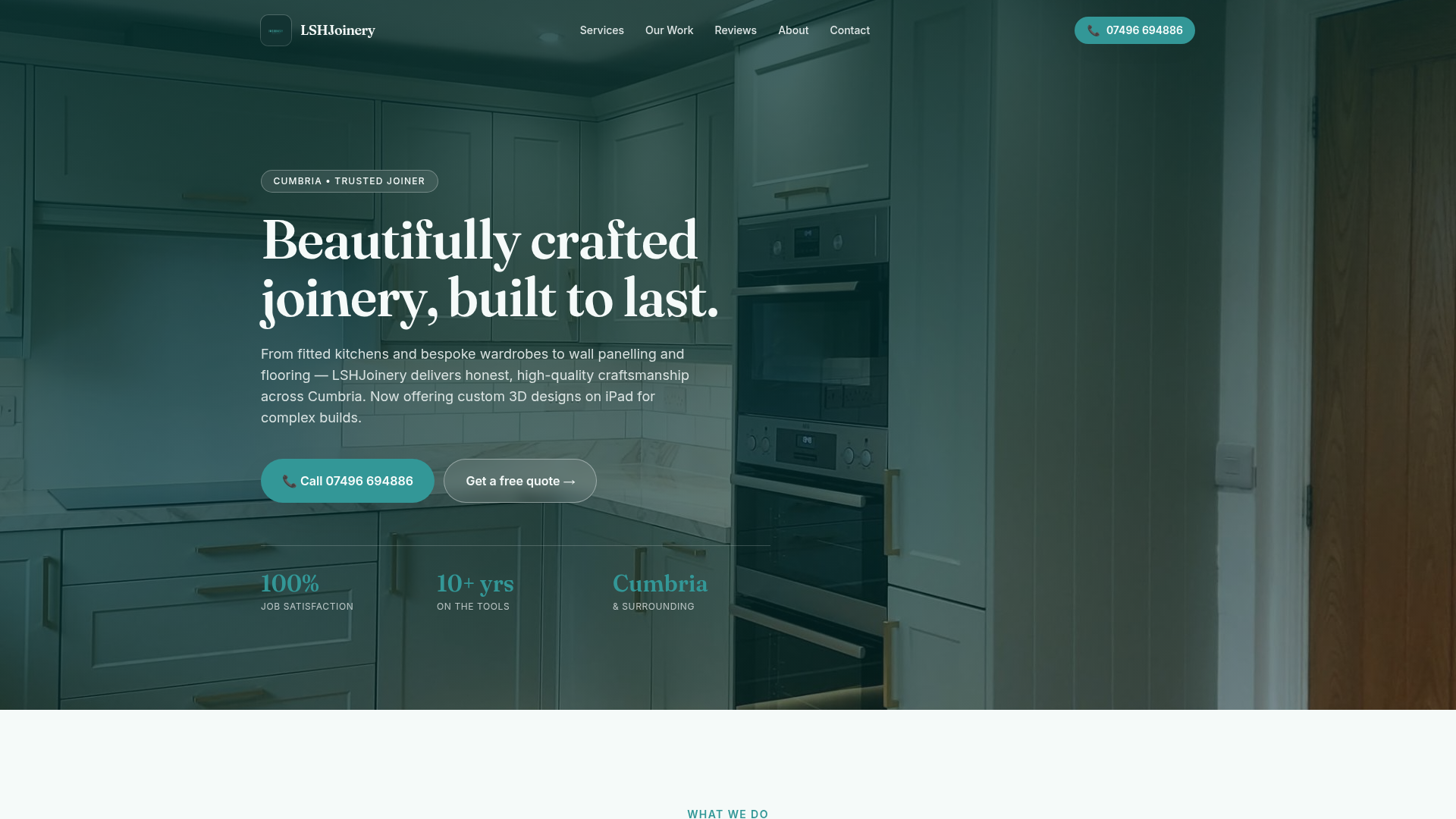 LSHJoinery website shown on a laptop